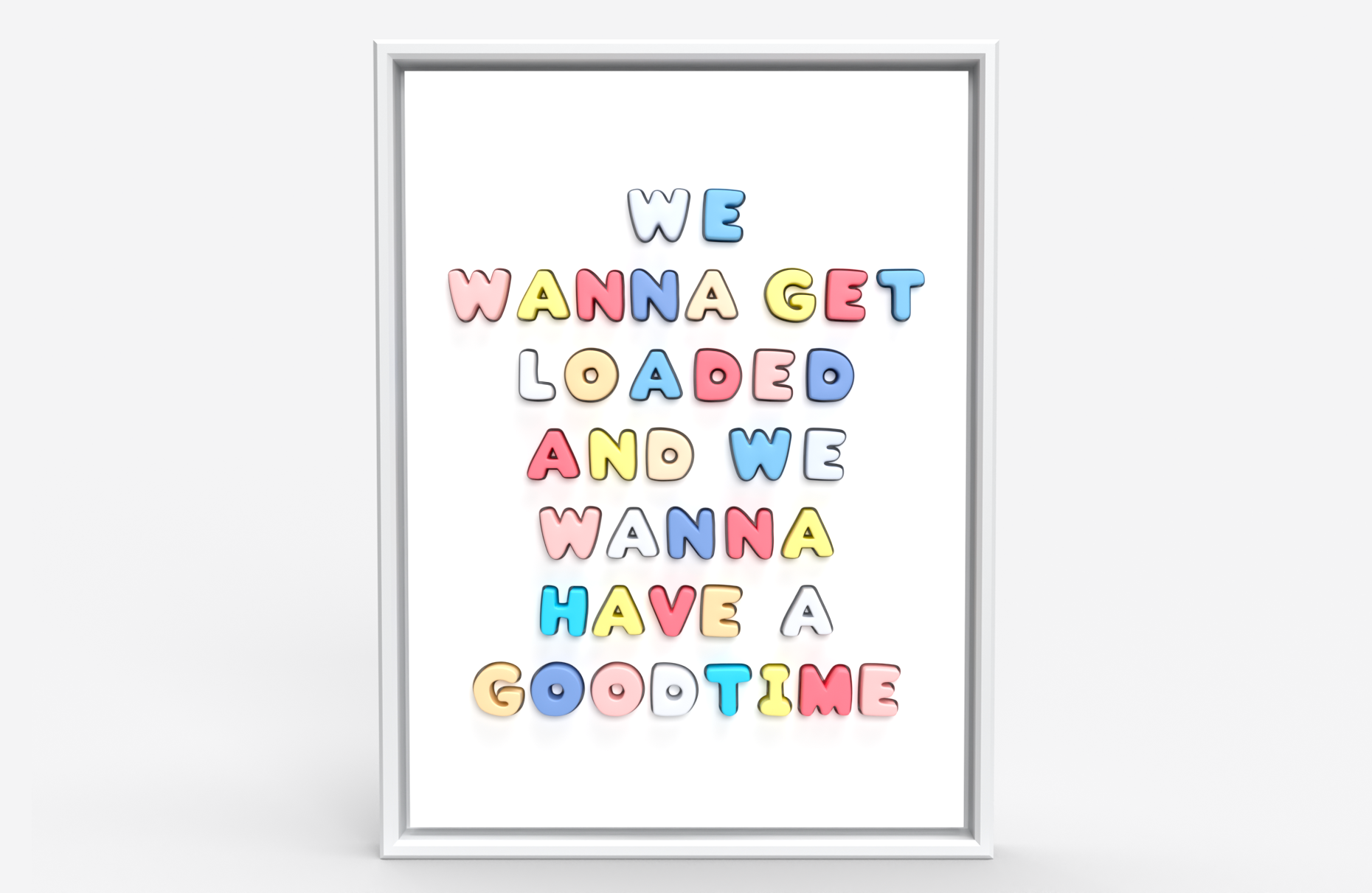 "Painted CNC plywood artwork titled 'Goodtime' by British contemporary artist Elvis Ellis, known as Elvs. Measuring 55cm x 74cm, this piece features bold, cheeky lettering that spells out 'Goodtime' in a playful yet provocative manner. With a nod to the irreverence of street art and the subversive wit of Banksy, 'Goodtime' isn't just a celebration—it's a statement. Elvs takes a simple word and flips it on its head, turning it into a commentary on the fleeting nature of fun and the pursuit of pleasure in a world that’s often too serious. Like Banksy, Elvs knows how to blend the personal with the political, using art to challenge and amuse in equal measure. 'Goodtime' is a sharp, tongue-in-cheek piece that fits right into the urban art scene, making you question whether you're in on the joke or part of it."